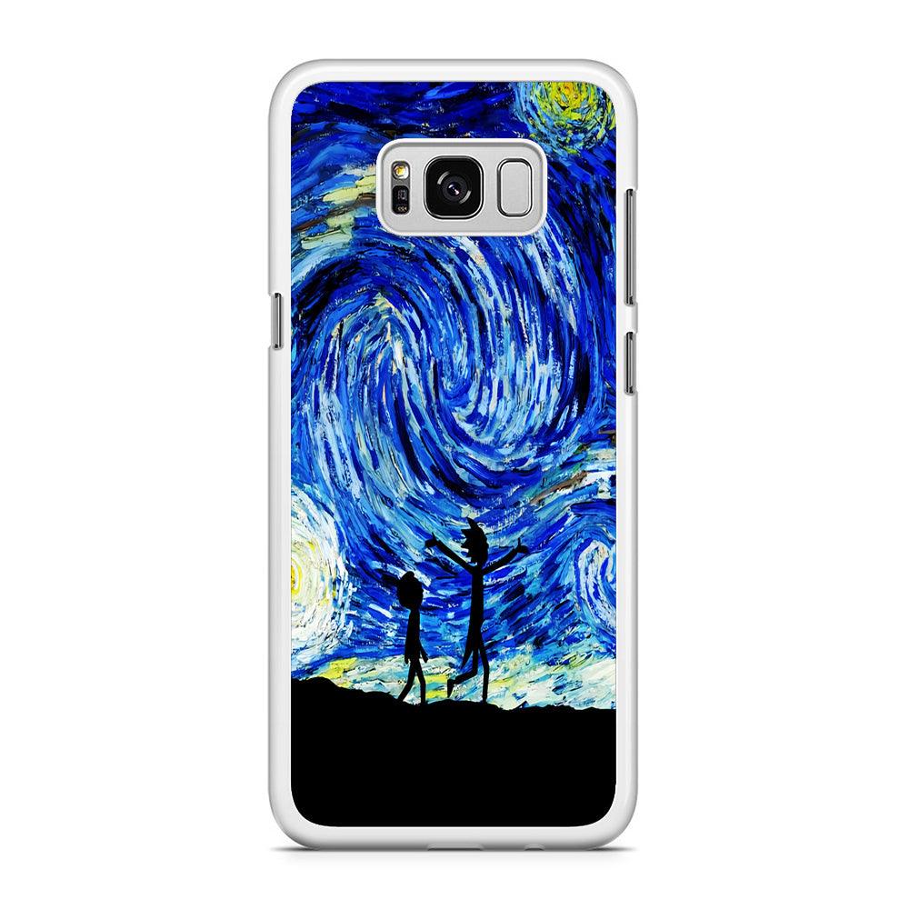 Rick and Morty Starry Night Samsung Galaxy S8 Case-Rubber / White (2D Case)-Xtracase