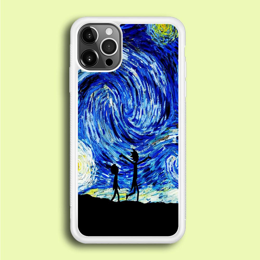Rick and Morty Starry Night iPhone 12 Pro Case-Rubber / White (2D Case)-Xtracase