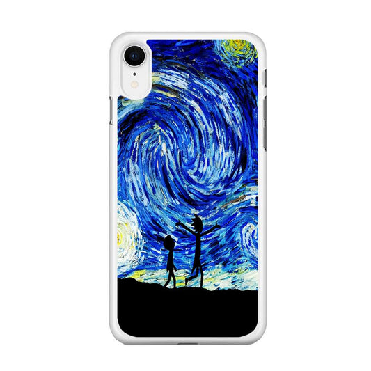 Rick and Morty Starry Night iPhone XR Case-Rubber / White (2D Case)-Xtracase