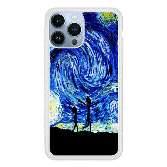 Rick and Morty Starry Night iPhone 13 Pro Max Case-Rubber / White (2D Case)-Xtracase