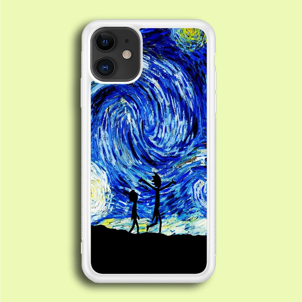 Rick and Morty Starry Night iPhone 12 Mini Case-Rubber / White (2D Case)-Xtracase
