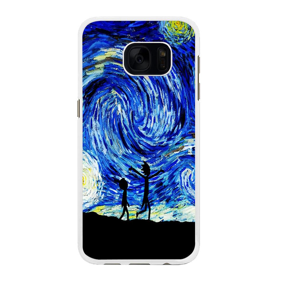 Rick and Morty Starry Night Samsung Galaxy S7 Edge Case-Rubber / White (2D Case)-Xtracase