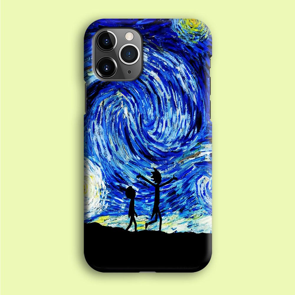 Rick and Morty Starry Night iPhone 12 Pro Case-Plastic / Full Wrap (3D Case)-Xtracase