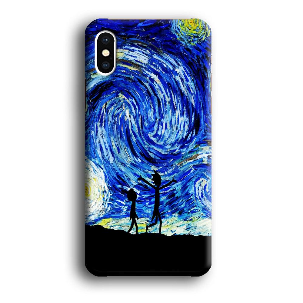 Rick and Morty Starry Night iPhone Xs Case-Plastic / Full Wrap (3D Case)-Xtracase