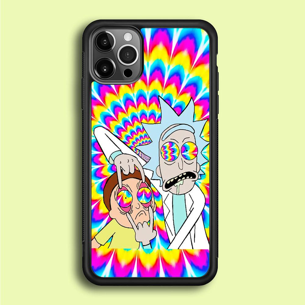 Rick and Morty Trippy iPhone 12 Pro Max Case-Rubber / Black (2D Case)-Xtracase