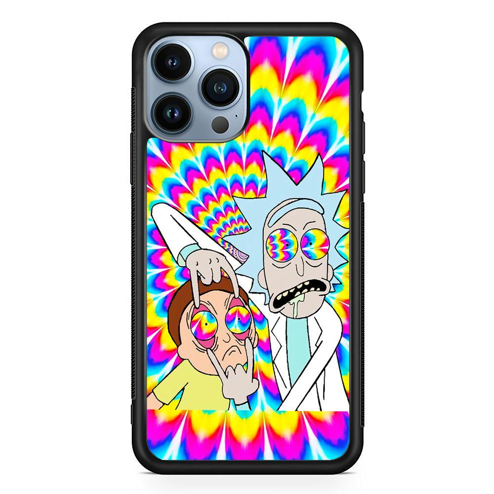 Rick and Morty Trippy iPhone 13 Pro Case-Rubber / Black (2D Case)-Xtracase