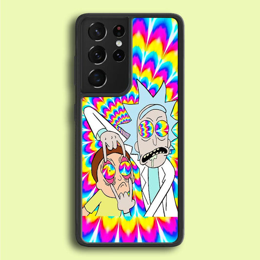 Rick and Morty Trippy Samsung Galaxy S25 Ultra Case-Rubber / White (2D Case)-Xtracase