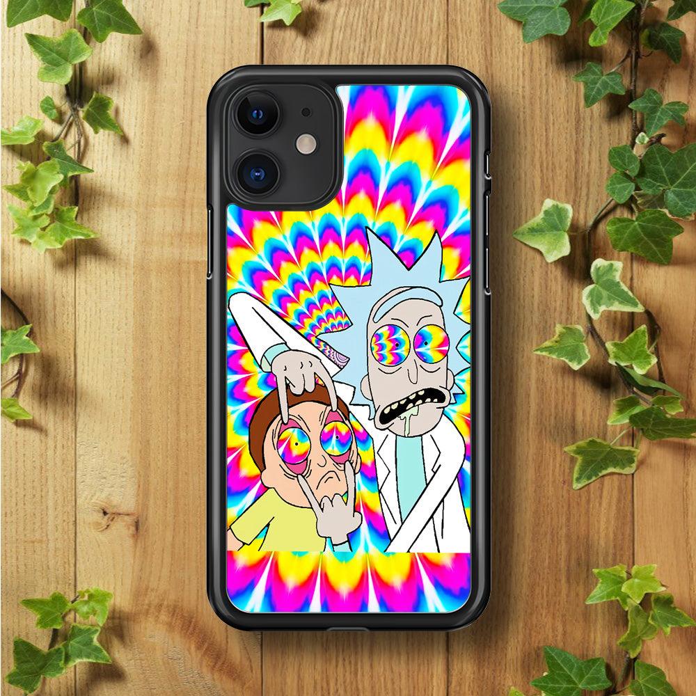 Rick and Morty Trippy iPhone 11 Case-Rubber / Black (2D Case)-Xtracase