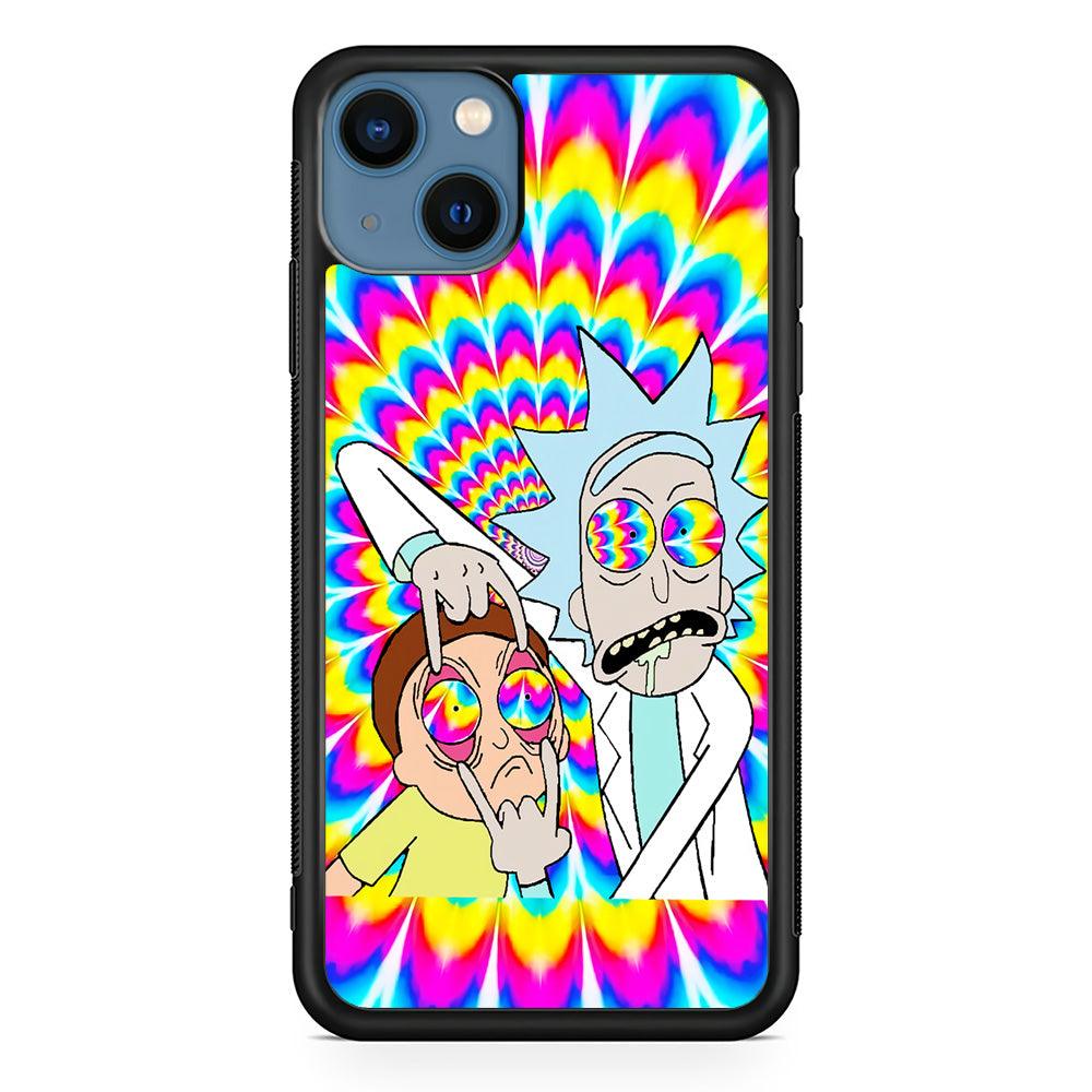 Rick and Morty Trippy iPhone 13 Mini Case-Rubber / Black (2D Case)-Xtracase