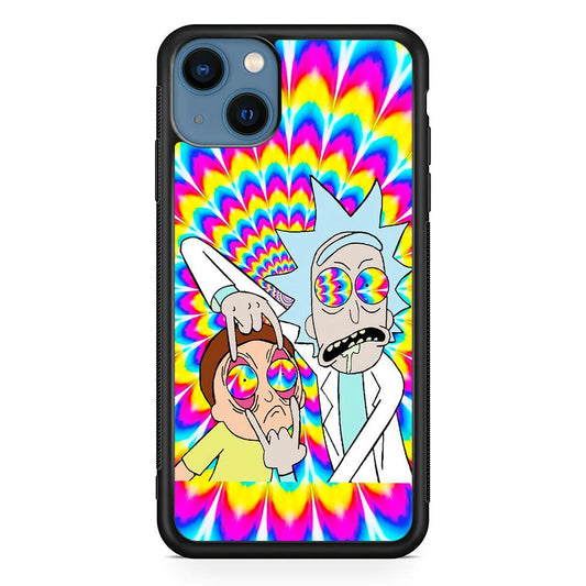 Rick and Morty Trippy iPhone 13 Mini Case-Rubber / Black (2D Case)-Xtracase