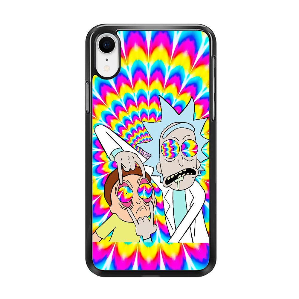 Rick and Morty Trippy iPhone XR Case-Rubber / Black (2D Case)-Xtracase