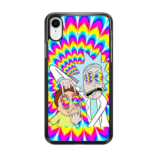 Rick and Morty Trippy iPhone XR Case-Rubber / Black (2D Case)-Xtracase