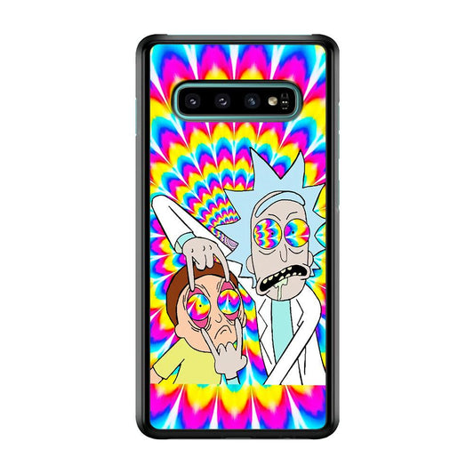 Rick and Morty Trippy Samsung Galaxy S10 Case-Rubber / White (2D Case)-Xtracase