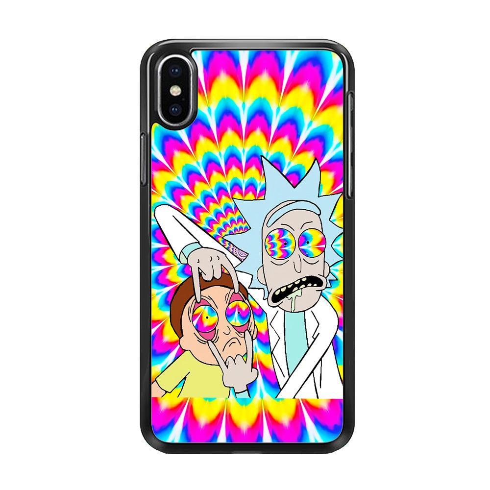 Rick and Morty Trippy iPhone X Case-Rubber / Black (2D Case)-Xtracase