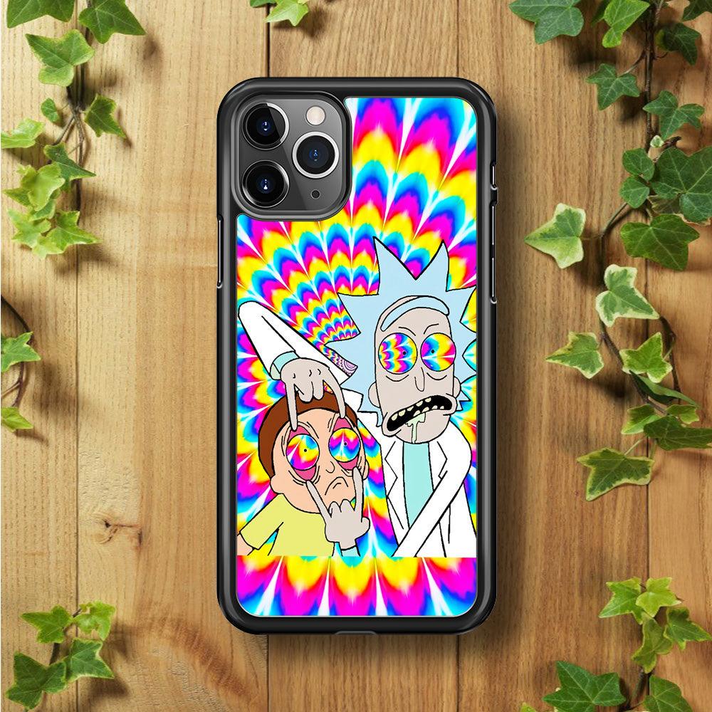 Rick and Morty Trippy iPhone 11 Pro Case-Rubber / Black (2D Case)-Xtracase