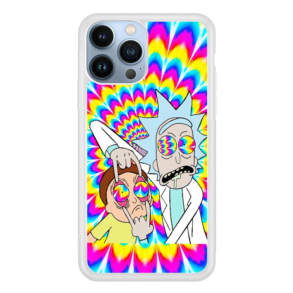 Rick and Morty Trippy iPhone 13 Pro Case-Rubber / White (2D Case)-Xtracase
