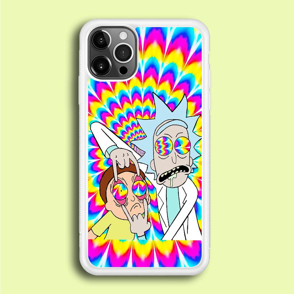 Rick and Morty Trippy iPhone 12 Pro Case-Rubber / White (2D Case)-Xtracase