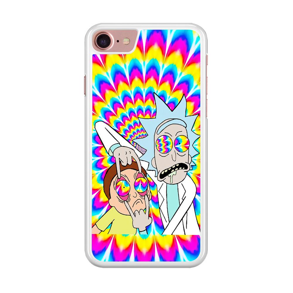 Rick and Morty Trippy iPhone SE 2020 Case-Rubber / White (2D Case)-Xtracase
