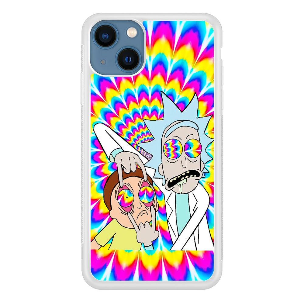 Rick and Morty Trippy iPhone 13 Case-Rubber / White (2D Case)-Xtracase