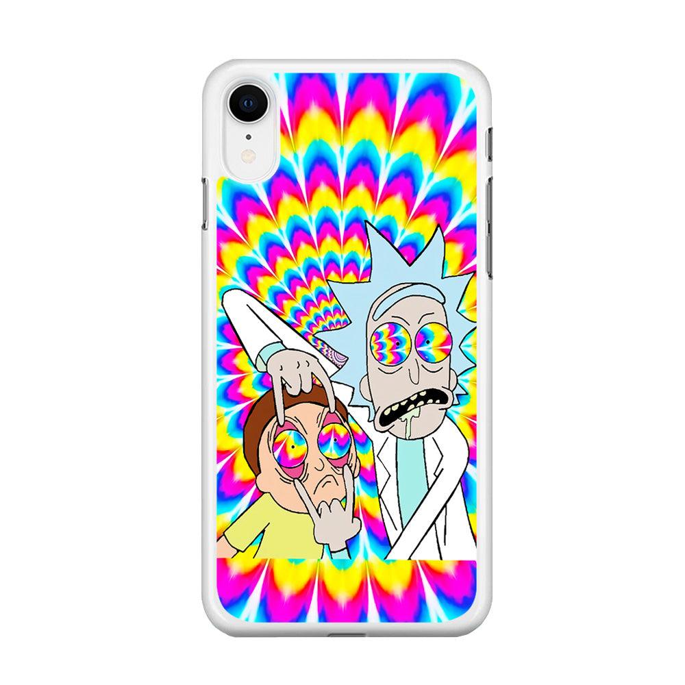 Rick and Morty Trippy iPhone XR Case-Rubber / White (2D Case)-Xtracase
