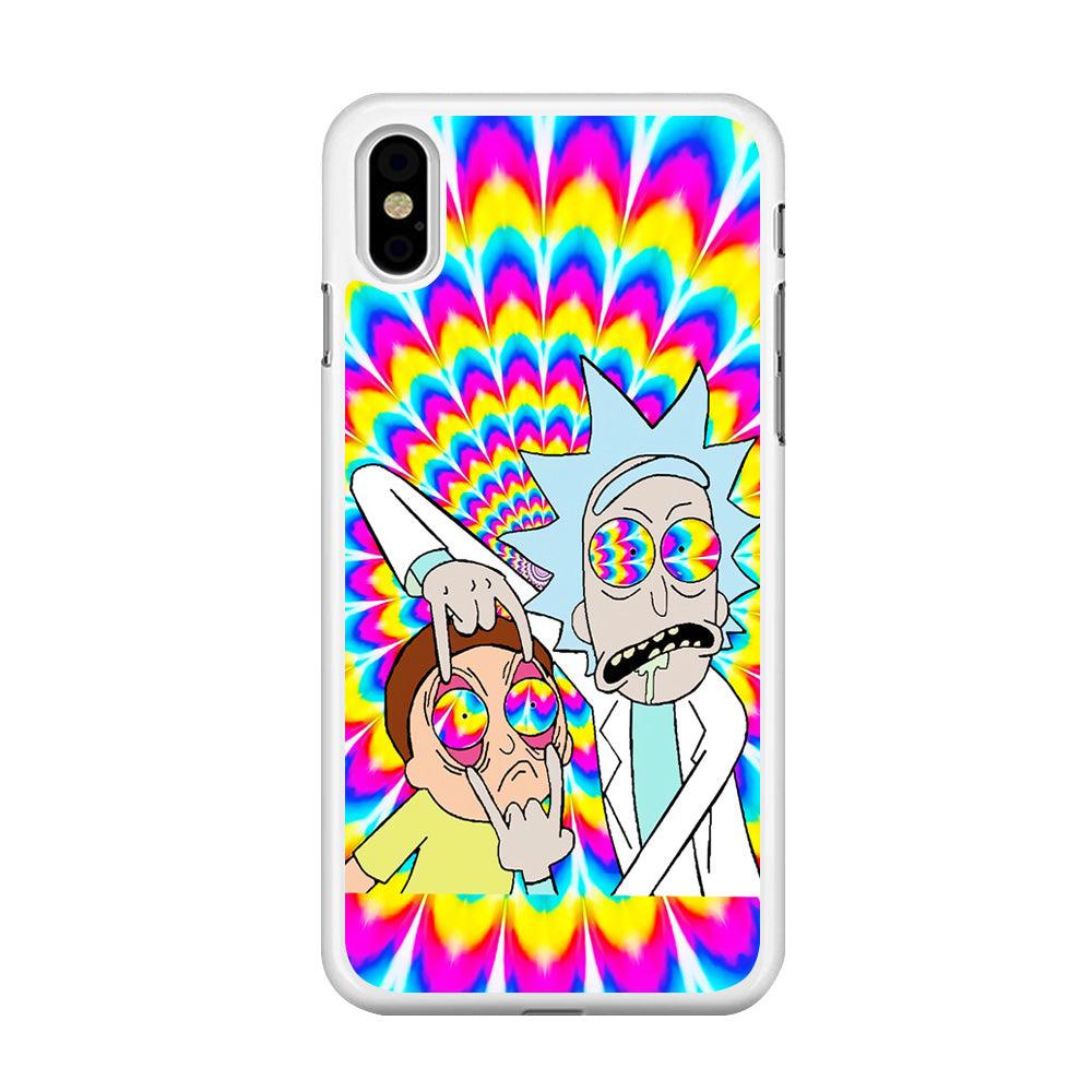 Rick and Morty Trippy iPhone Xs Case-Rubber / White (2D Case)-Xtracase