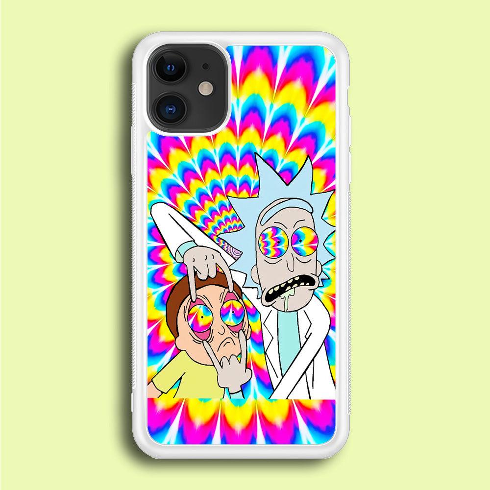 Rick and Morty Trippy iPhone 12 Mini Case-Rubber / White (2D Case)-Xtracase