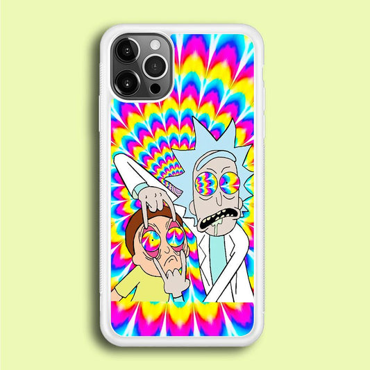 Rick and Morty Trippy iPhone 12 Pro Max Case-Rubber / White (2D Case)-Xtracase
