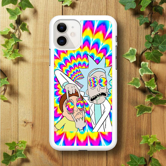 Rick and Morty Trippy iPhone 11 Case-Rubber / White (2D Case)-Xtracase