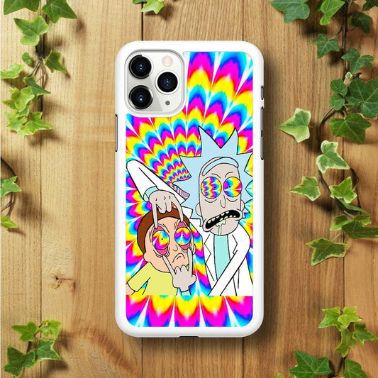 Rick and Morty Trippy iPhone 11 Pro Max Case-Rubber / White (2D Case)-Xtracase