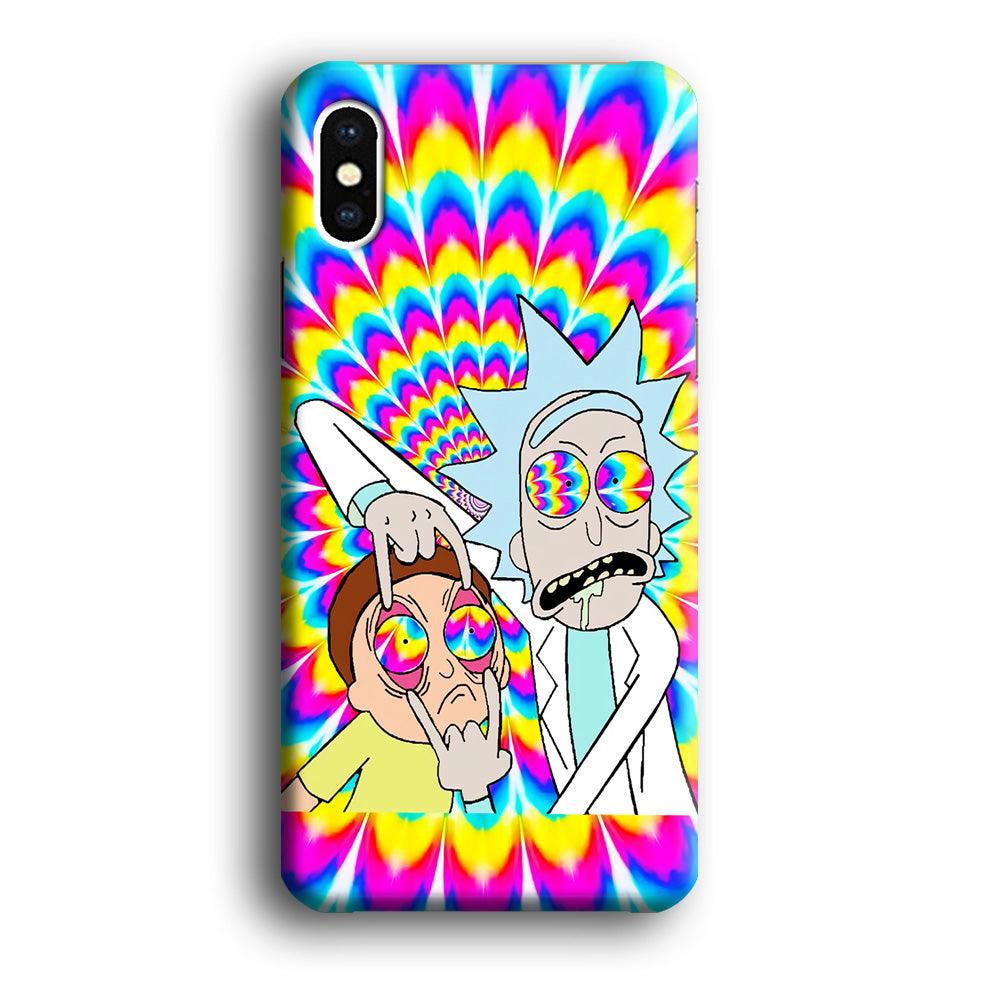 Rick and Morty Trippy iPhone Xs Case-Plastic / Full Wrap (3D Case)-Xtracase