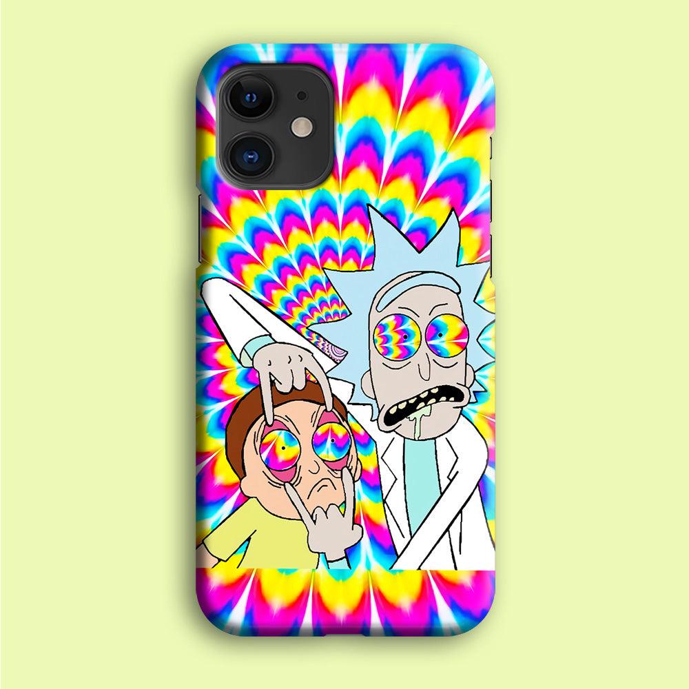 Rick and Morty Trippy iPhone 12 Mini Case-Plastic / Full Wrap (3D Case)-Xtracase