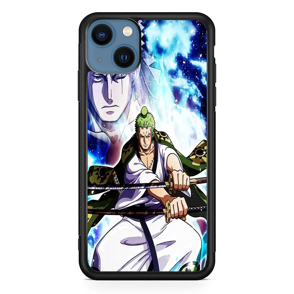 Roronoa Zoro Two Sword iPhone 13 Case-Rubber / Black (2D Case)-Xtracase