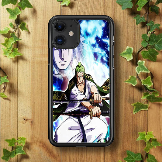 Roronoa Zoro Two Sword iPhone 11 Case-Rubber / Black (2D Case)-Xtracase