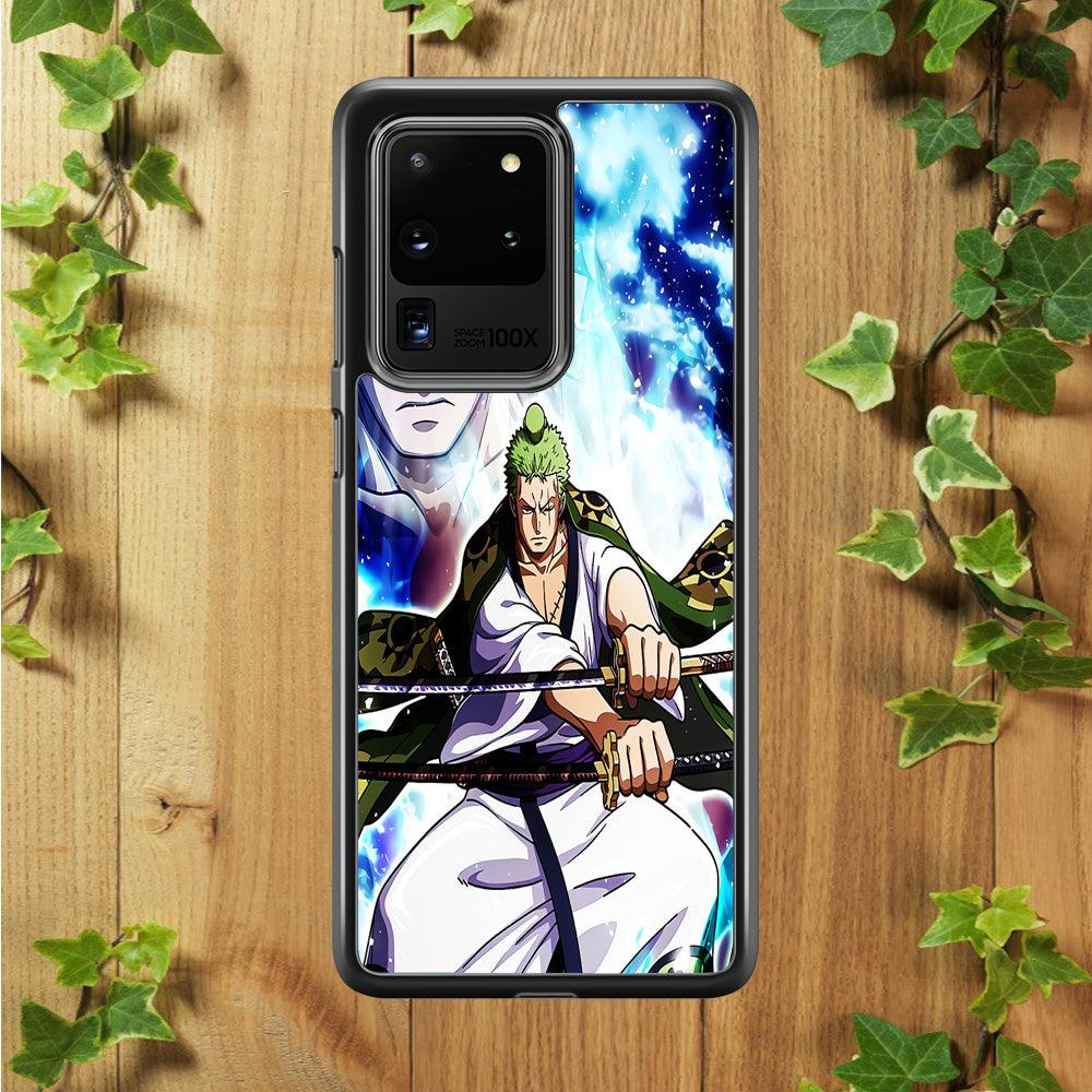 Roronoa Zoro Two Sword Samsung Galaxy S20 Ultra Case-Rubber / Black (2D Case)-Xtracase