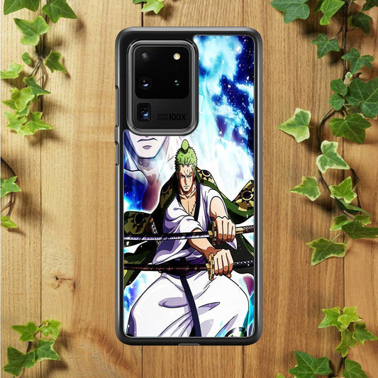 Roronoa Zoro Two Sword Samsung Galaxy S20 Ultra Case-Rubber / Black (2D Case)-Xtracase