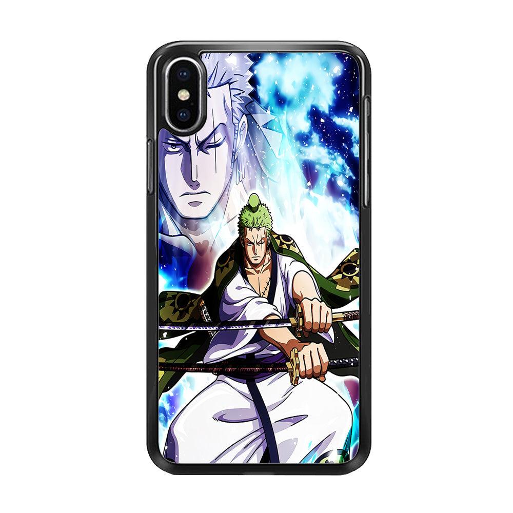 Roronoa Zoro Two Sword iPhone Xs Case-Rubber / Black (2D Case)-Xtracase