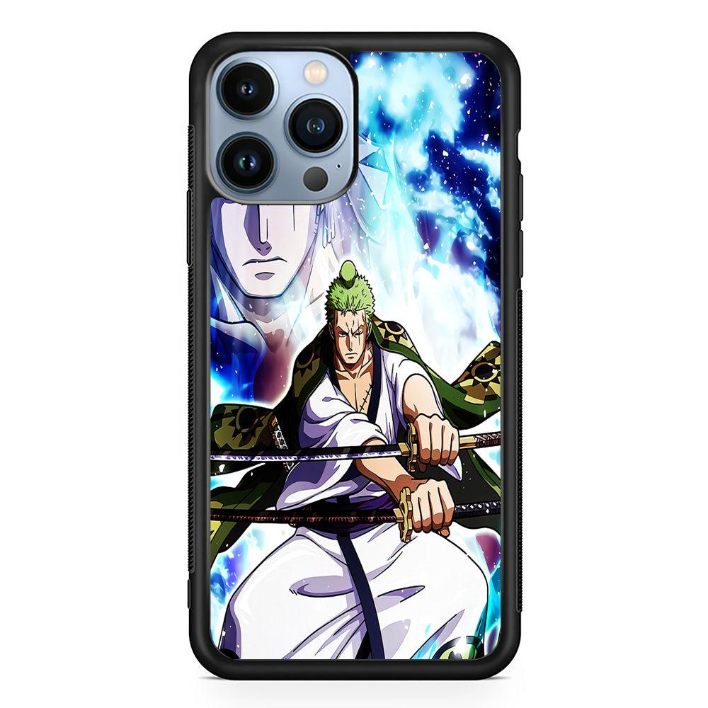 Roronoa Zoro Two Sword iPhone 13 Pro Case-Rubber / Black (2D Case)-Xtracase