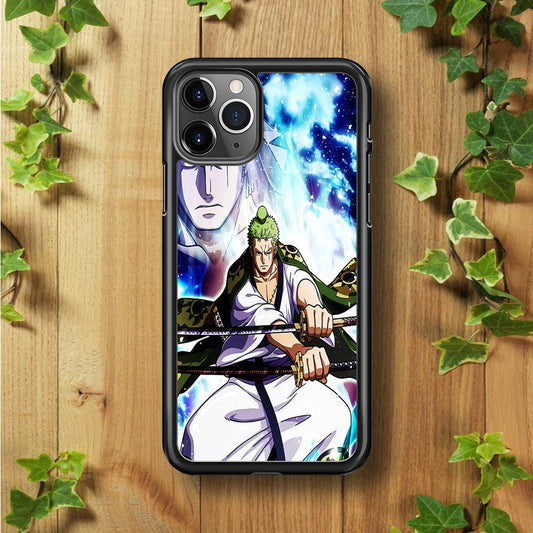 Roronoa Zoro Two Sword iPhone 11 Pro Max Case-Rubber / Black (2D Case)-Xtracase