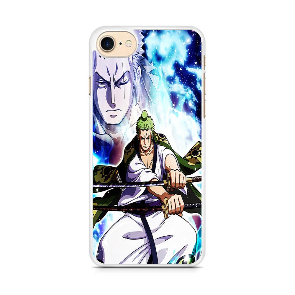 Roronoa Zoro Two Sword iPhone 8 Case-Rubber / White (2D Case)-Xtracase