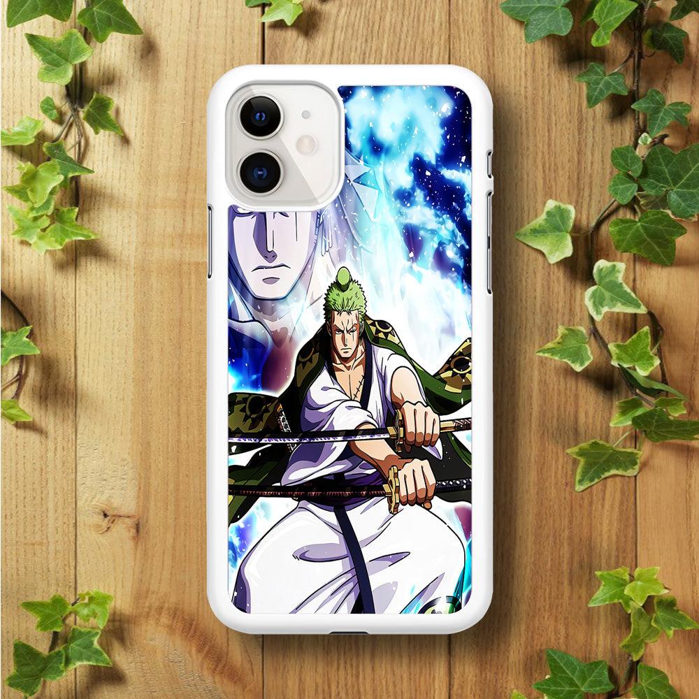 Roronoa Zoro Two Sword iPhone 11 Case-Rubber / White (2D Case)-Xtracase