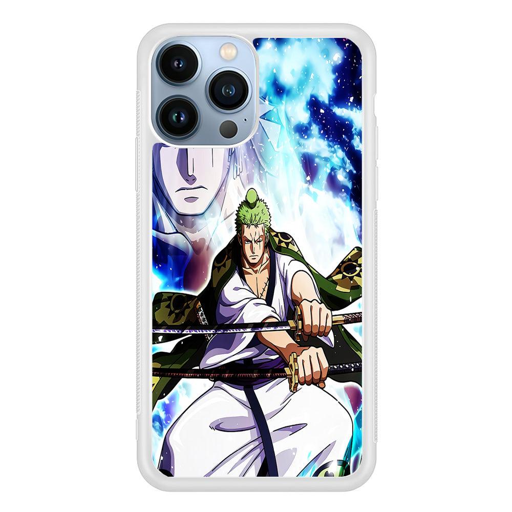 Roronoa Zoro Two Sword iPhone 13 Pro Case-Rubber / White (2D Case)-Xtracase