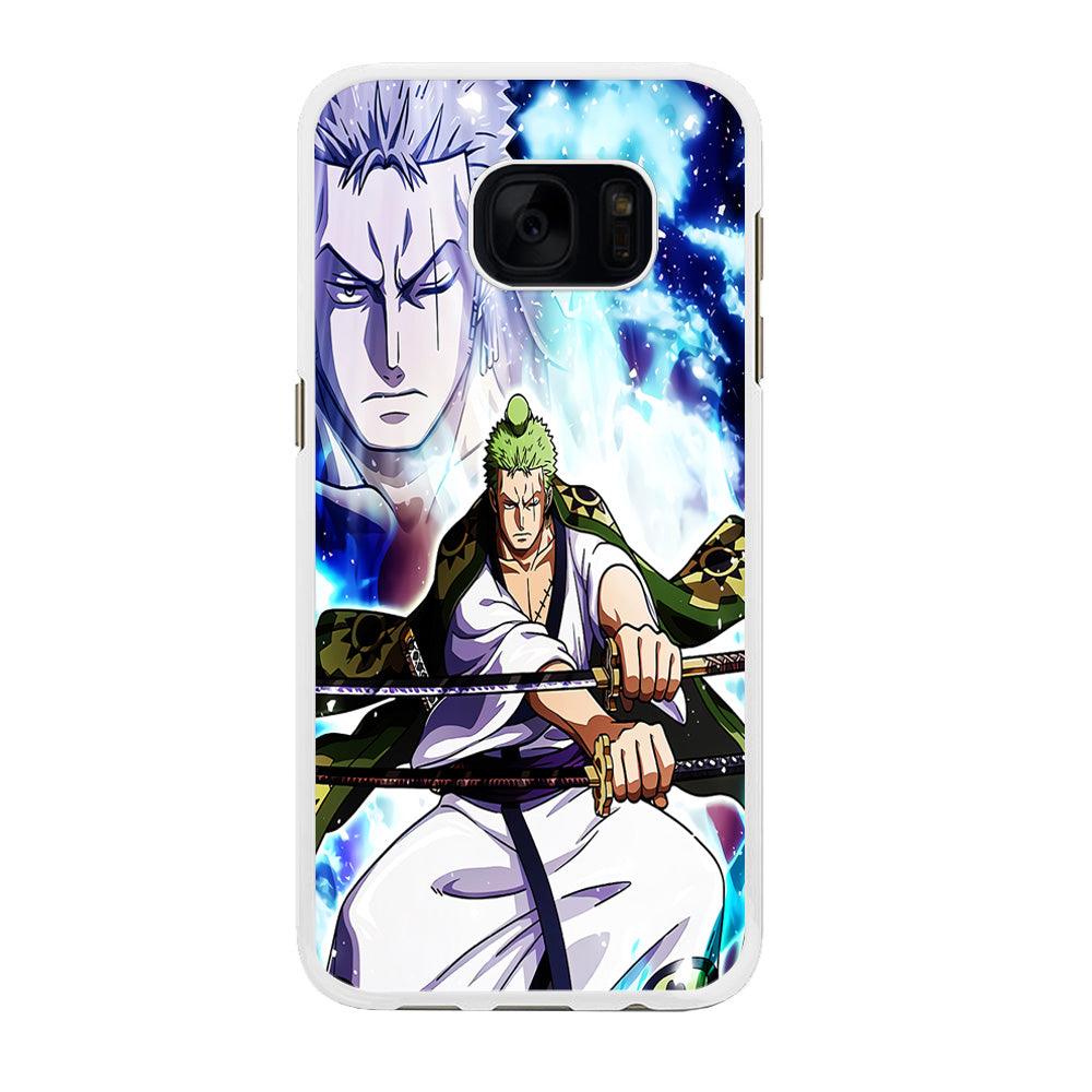 Roronoa Zoro Two Sword Samsung Galaxy S7 Edge Case-Rubber / White (2D Case)-Xtracase