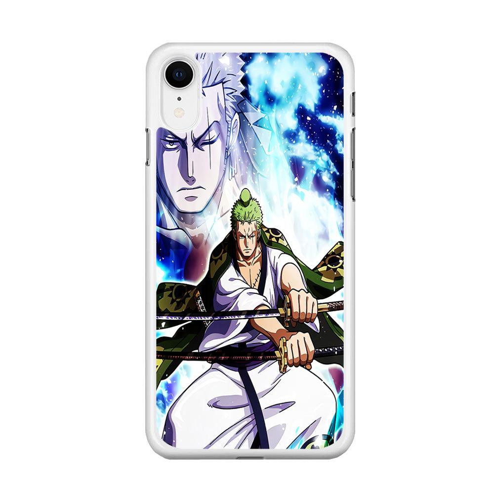 Roronoa Zoro Two Sword iPhone XR Case-Rubber / White (2D Case)-Xtracase