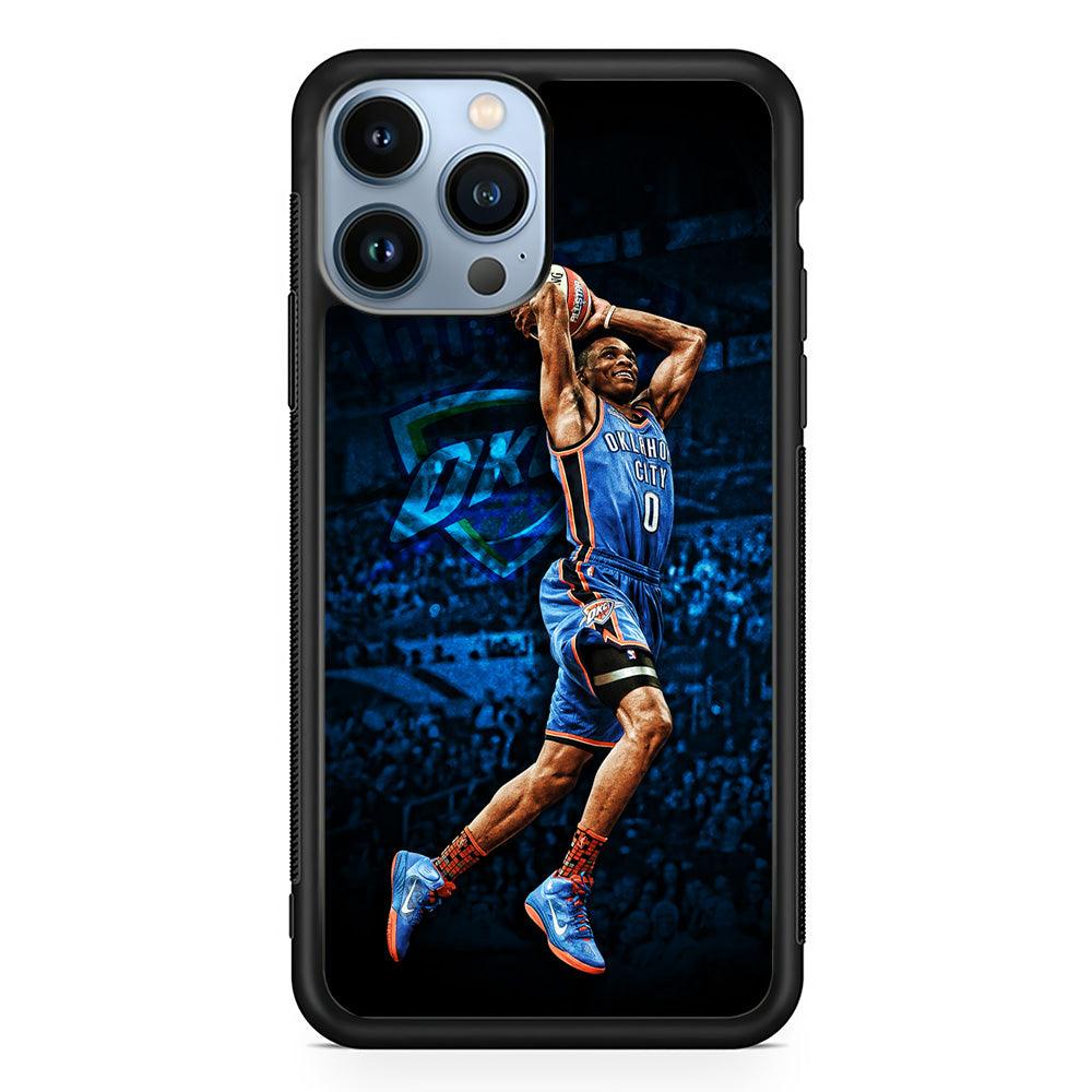 Russell Westbrook Jump Shot iPhone 13 Pro Case-Rubber / Black (2D Case)-Xtracase