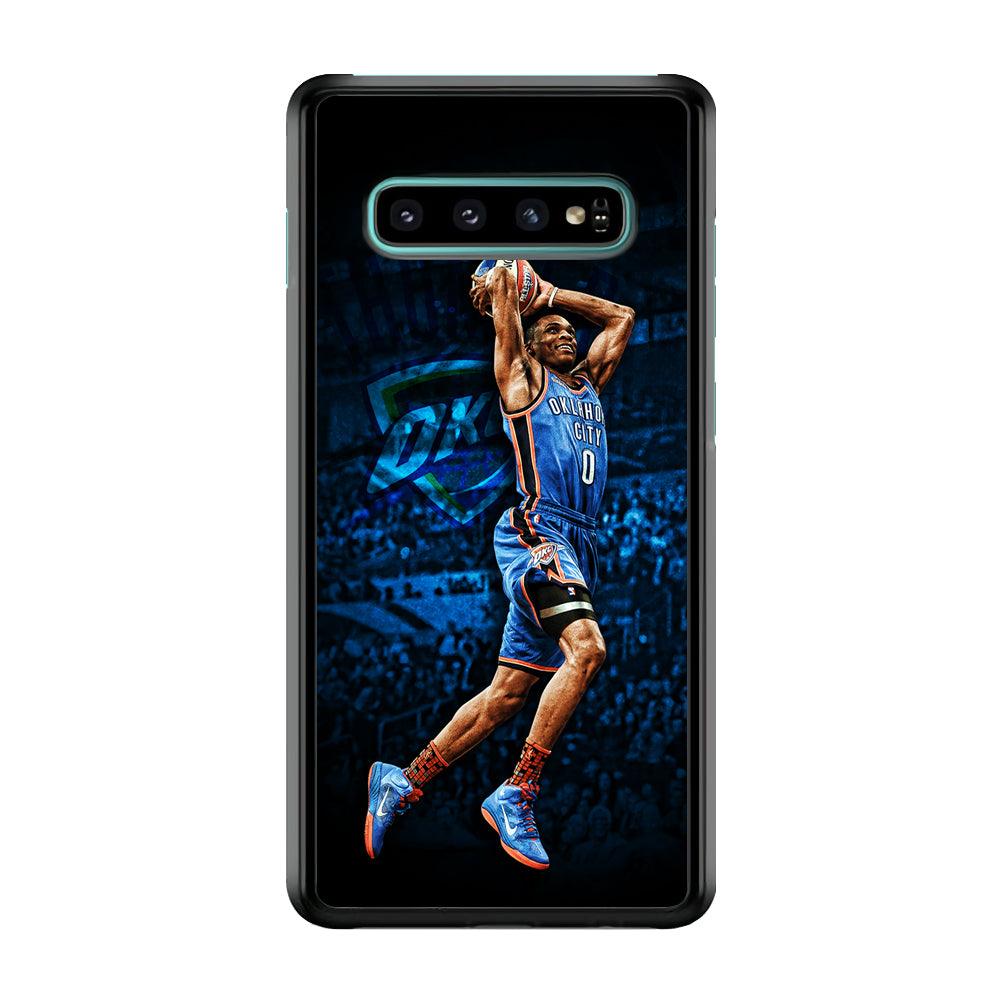Russell Westbrook Jump Shot Samsung Galaxy S10 Case-Rubber / White (2D Case)-Xtracase