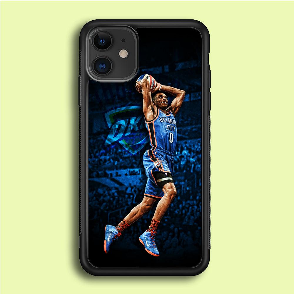 Russell Westbrook Jump Shot iPhone 12 Case-Rubber / Black (2D Case)-Xtracase