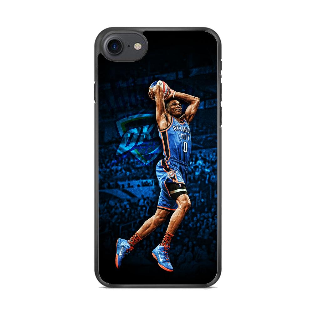 Russell Westbrook Jump Shot iPhone 8 Case-Rubber / Black (2D Case)-Xtracase