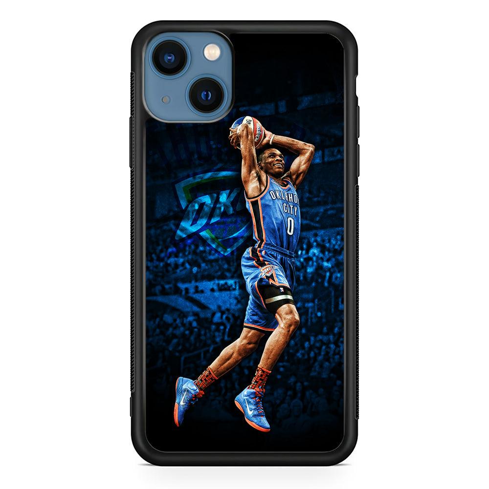 Russell Westbrook Jump Shot iPhone 13 Case-Rubber / Black (2D Case)-Xtracase