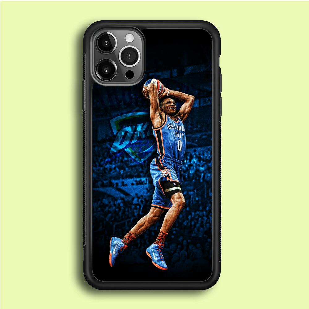 Russell Westbrook Jump Shot iPhone 12 Pro Max Case-Rubber / Black (2D Case)-Xtracase