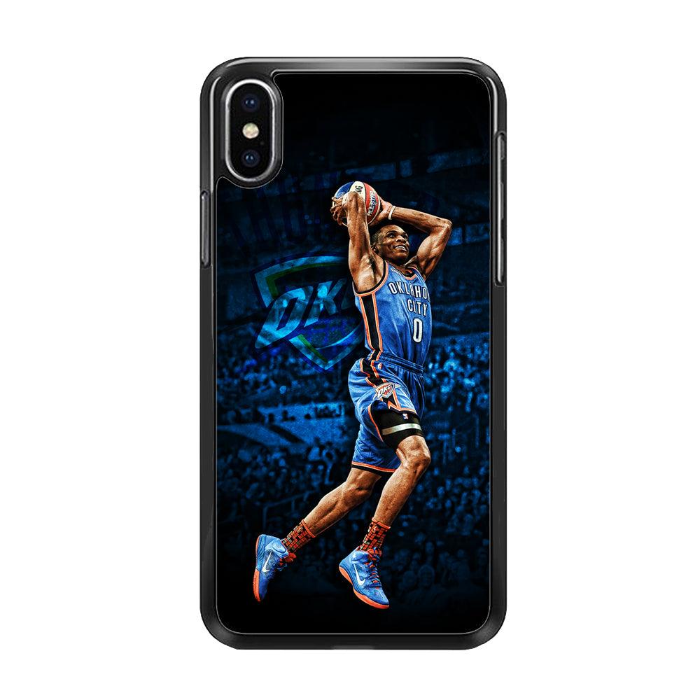 Russell Westbrook Jump Shot iPhone X Case-Rubber / Black (2D Case)-Xtracase
